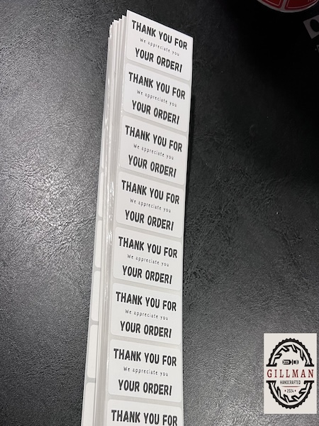 Thank you for your order. We appreciate you. Thermal Labels.
